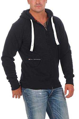 Happy Clothing Uomo Giacca con cappuccio e zip, Größe Textil:XL, Farbe:Blu Navy