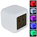 Surborder Shop Cube Colorful Glowing 7 Led Colors Changing Digital Alarm Clock with Time & Date Week & Temperature Display (Pure White) RS.1735.00