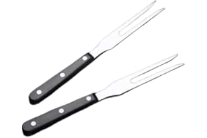 TEOGNEOT 2 Stücke Schnitzgabel Topf Gabeln Edelstahl Fleisch Serviergabel mit Kunststoff Griff Servier Grillgabel Schwarzer Griff Grillgabel