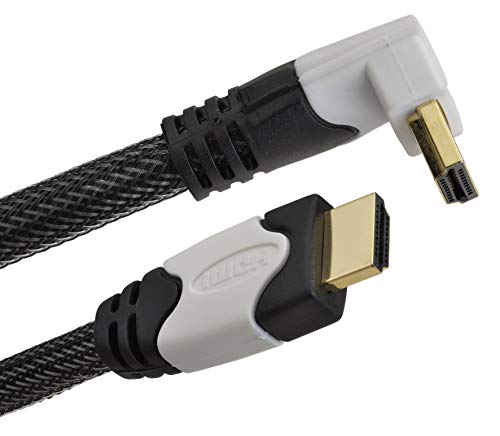 aricona N°443 Cable HDMI con Enchufe acodado 90° de Largo, Cable con Conectores Dorados y Cable Trenzado (válido para: Full-HD, 3D, UHD UltraHD 4K, Ethernet, Audio Return), Größe:2 Meter