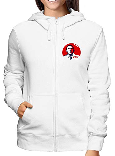 Sweatshirt Lady Hoodie Zip White TR0018 Barack Obama KFC Kentucky Fried Chicken Colonel Sanders