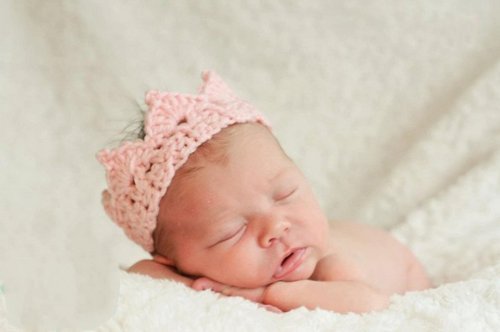 New handgefertigt Newborn Baby Mädchen Boy Crochet Knit Krone Hut Fotografie Prop, Pink