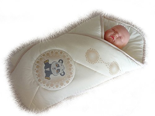 NEWBORN Baby Swaddle Wrap Blanket, duvet, Sleeping Bag, Snuggle wrap (Cream Panda)
