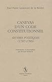 Image de Canevas d'un code constitutionnel. Oeuvres politiques (1787-1789)