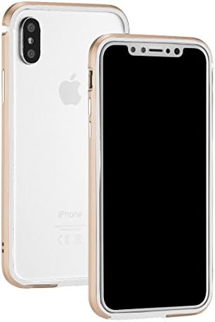iPhone X Bumper Case, Ownmax iPhone X Case Metal Frame with Shock Absorption Flexible TPU Inner Dual Layer [Support Wireless Charging] For Apple iPhone X, Gold