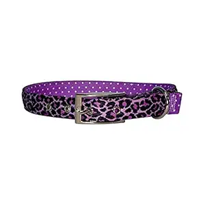 Yellow Dog Design Uptown Collar, Large, Purple Leopard on Purple Polka