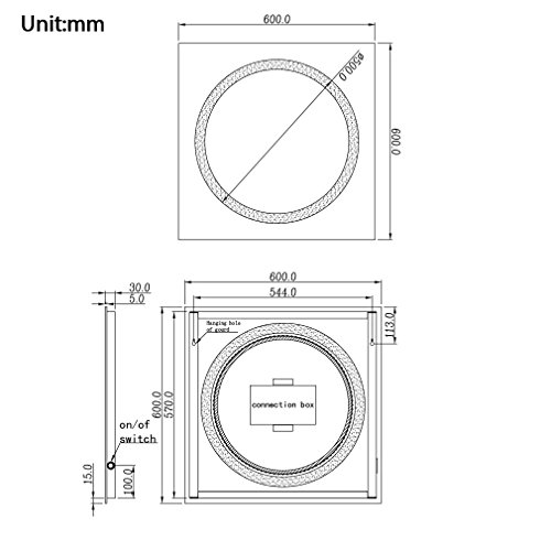 Anten® LED Badspiegel mit Beleuchtung 15W neutralweiß IP44 Badezimmerspiegel mit Schalter 60×60 cm - 4