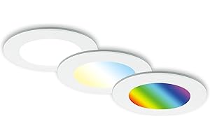 Briloner - Set de 3 lampes LED encastrées au plafond, lampes encastrées RGB CCT, spot LED encastré salle de bain, spot encastré salle de bain IP65, noir, 92x45 mm (DxH), 7035-036, Blanc