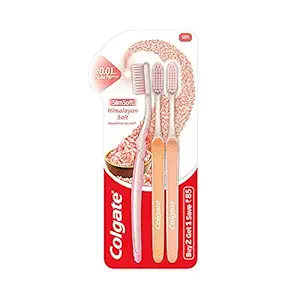 Colgate SlimSoft Himalayan Salt Soft Bristles Toothbrush, 3 Pcs (Buy2 Get1), Soft Bristles for Healthier Gums