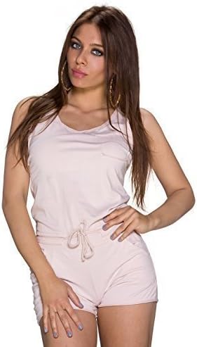 New Collection Ladies Overall Jumpsuit Playsuit Hotpants with Racer back, More Colours - pink, Women, One size 4-8