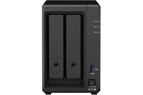 Synology DS723+ Diskstation NAS à 2 Baies (AMD Ryzen™ 4 Threads R1600 Dual-Core 2 Go de RAM, 2 x RJ-45 1 GbE LAN-Port) Ensemble de 8 to avec 2 x 4 to Seagate IronWolf