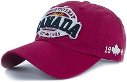 Spring Autumn Unisex Leisure Simplicity Adjustable Cotton Embroidery Baseball Cap / Casual Outdoor Sport Snapback Baseball Cap with Embroidery CANADA , red