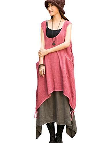 Voguees Women's Plus Size Sleeveless Vest Red