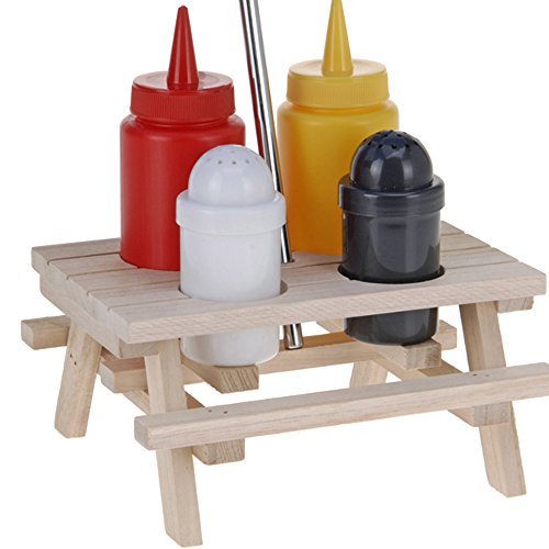 JEMIDI Picknicktisch Menage Set Gewürzständer Grill Tisch Ketchup Senf Pfeffer Salz Salzständer Spender Hot Dog - 2