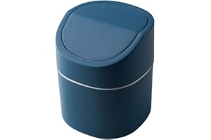 croselyu Mini Desktop Mülleimer mit Deckel Sanitär Eimer schälen Melone Samen Shell Müll Mülleimer Auto Mülleimer，1 Stück(blau)