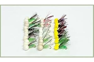 TROUTFLIESUK Booby Fishing flies, 18 Pack Dynamite Booby, Mixed Colours, Size 10, For Fly Fishing