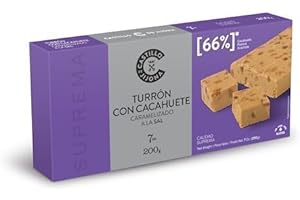 Castillo de Jijona - Torrone con Arachidi Caramellati al Sale 200g - Torrone Caramellato - Fusione di Sapori - Senza Glutine - Qualità Suprema - Ricetta Artigianale - Prodotto in Spagna (Jijona)
