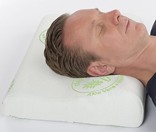 daydream: orthopädisches HWS Nackenstützkissen aus Memory Foam (Maße: 50x40x7/10 cm) + Bezug aus BAMBUS-Stoff mit ALOE VERA (P-01) - 3