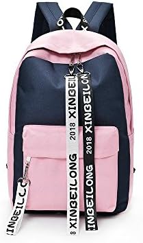 Women Girls Nylon Backpack Bags Cool Sports Backpack Laptop Bag College Valentines Students Casual Daypacks (X-Pink navy)