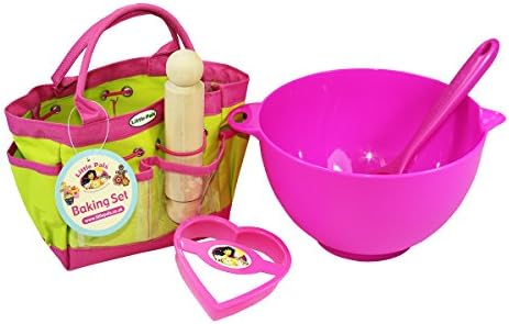 Little Pals Baking Starter Set, Pink, with Bowl, Spoon, Rolling Pin and Cutter