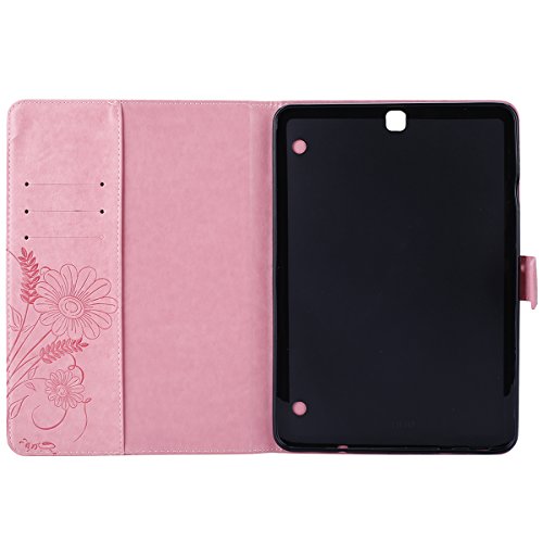 Galaxy Tab S2 9,7 Hülle Case,Samsung Galaxy Tab S2 9,7 Leder Tasche Brieftasche Schutzhülle,Ukayfe Prägung Schmetterling Blumen Malerei Muster PU Lederhülle Flip Wallet Case im Bookstyle Cover Hüllen Lederhülle Schale Stand Ständer Etui Karten Slot Smart Shell Cover Schutzhülle Etui Tasche für Samsung Galaxy Tab S2 9,7 Zoll T810N/T815N/T819N/T813N , Hell Rosa - 5