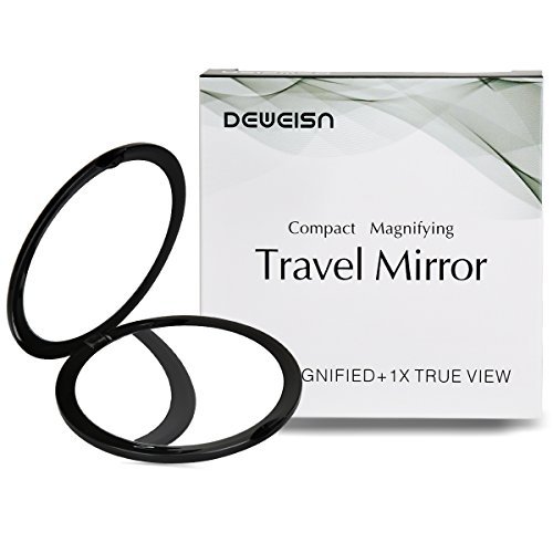 Deweisn élégant Miroir de maquillage, compact de poche à main levée de voyage Miroir de maquillage avec de puissants Grossissement 10 x et 1 x True View Miroir pour Voyager ou votre sac à main