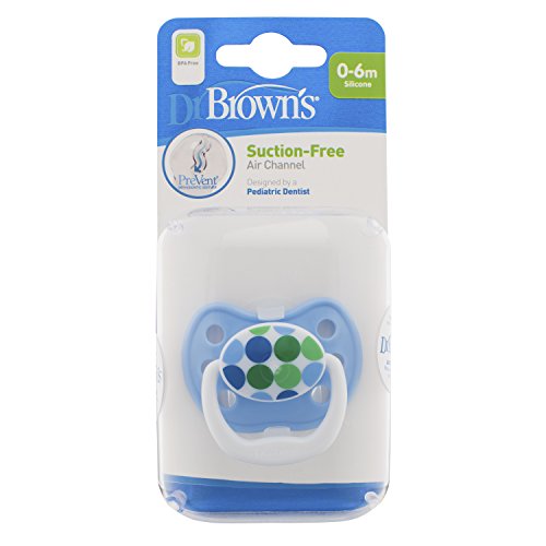 Dr Brown's Prevent Soother (Stage 1, 0 to 6 Months, Blue/Green Dot, Boy)