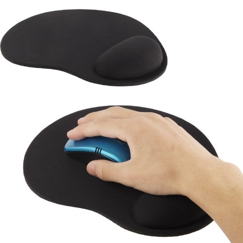 wortek® Mauspad aus Stoff mit gummierter Unterseite & Handballenauflage für ergonomische Bedienung - Schwarz