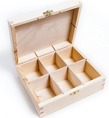 WOODEN TEA BOX 6 / UNPAINTED NEW WOODEN TEA BOX 6 SECTIONS/ART CRAFT DECOUPAGE/WOODENLAND