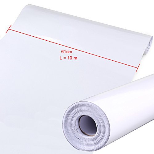 61cm Rolle – 10m (Laufmeter) weiß mit Glitzer Selbstklebend Möbelfolie Klebefolie Bastelfolie Plotterfolie Schrankfolie Dekofolie Küchenfolie - 5