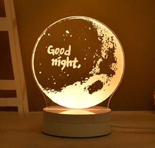 3D Night Light LED Table Lamp Plug Wire Bedroom Bedside Lamp Creative Dream Lovely , good night