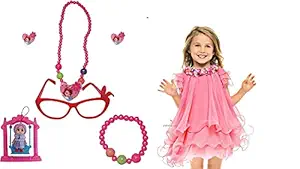 Wizme Girls Jewelry Necklace Bracelet and Goggles and Toys for Kids Girls, Birthday Return Gift Item/Costume Birthday Theme (Multicolor) Pack of 1