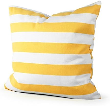 Advogue 18 X 18 Inches Stripe Pattern Square Throw Pillow Cover Cushion Case Pillowcase Yellow White Stripe