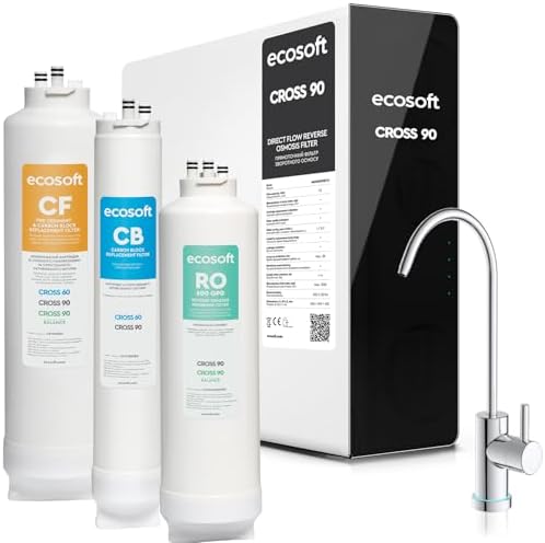 Ecosoft CROSS90 Osmosi Inversa | Display LED intelligente | Rimuove 99% PFAS, microplastiche e metalli pesanti | Compatta e facile da mantenere | Flusso diretto 1,5 l/min