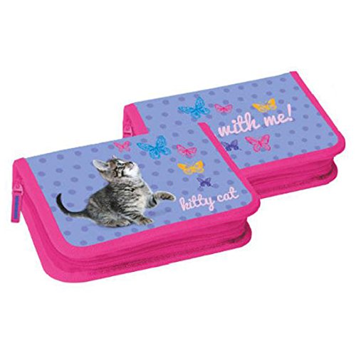 Preisvergleich Produktbild KITTY CAT Katze - Federmappe Schüleretui Federtasche Stiftetasche Federpanel mit 2 Klappen