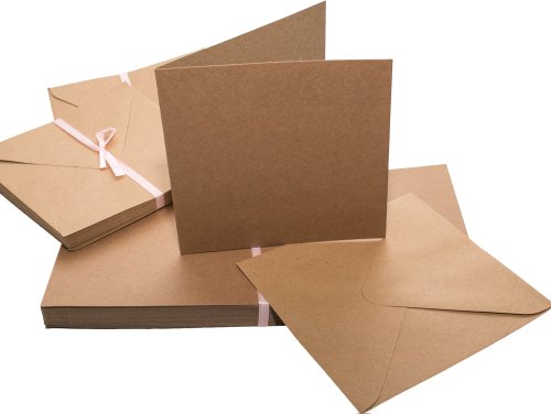 Papermania Karten, quadratisch, 13,5 cm, Kraftpapier, Braun, 50 Stück - 2