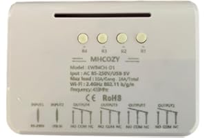MHCOZY Relè WiFi Ewelink, Modulo temporizzatore autobloccante/temporaneo, camino porta garage Alexa Voice Control(4CH WIFI RF 220V)