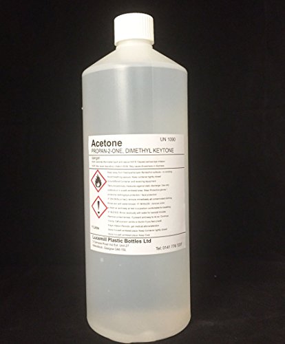 1 x 1 LITRE (L) PURE 99.8% ACETONE Nail Polish Gel Remover w/ White Watertight Screw Lid