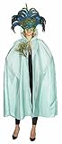 Damen Kostüm Umhang Pfau mintgrün mit Kapuze und Federn