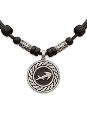 1 von 12 Sternzeichen Tierkreiszeichen an verstellbarer Lederkette mit Edelstahlperlen Horoskop Horoscope Halskette...