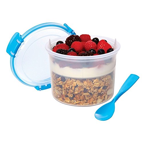 Müsli To Go SET, Aufbewahrungsbehälter für Lebensmittel mit Unterteilung, 2×530 ml, blau - 2