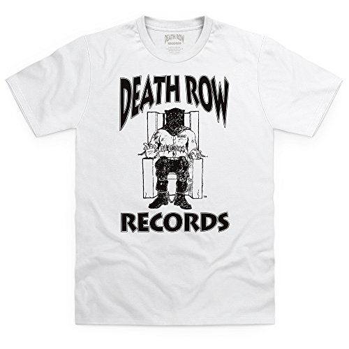 Official Death Row Records Logo Black T-Shirt, pour Homme, Blanc, M