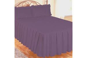 AMBIANCE HOME Ambiance Super King Size Bed Fitted Bedspread Purple With 2 Pillow Shams, Luxurious Hotel Quality 200 Thread Count Egyptian Cotton, Traditional Quilted Wavy Diamond, Extra Deep Side Frill 22"