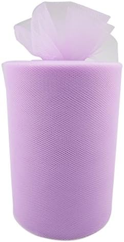 YCNK 6 Inch x 100 Yards (300FT) Tulle Roll Spool Tutu Skirt Fabric Wedding Party Gift Bow Craft (Light Purple)