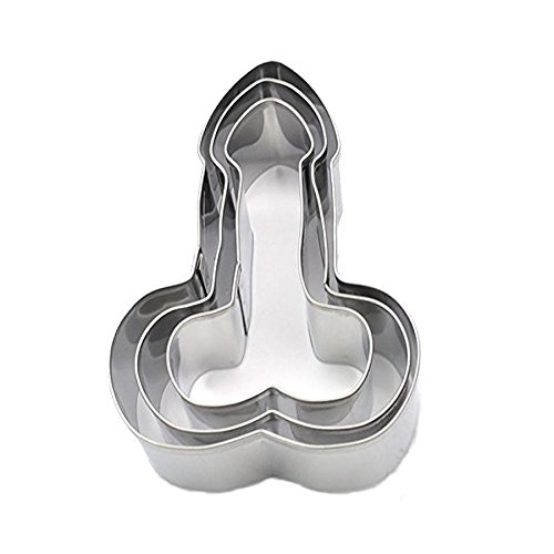 TiaoBug – Molde para tartas de acero inoxidable, 3pcs/lot Pene Con Forma De Cortador De Galletas para hornear galletas Fondant Cake Mold Funny cortador de galletas para DIY Party Supplies