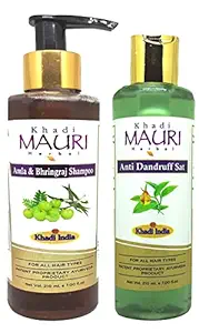 Khadi MAURI Anti Dandruff & Amla Bhringraj Shampoo - Pack of 2 (420 ml), Multicolor (KMANDRFBRJSHX1(EACH))
