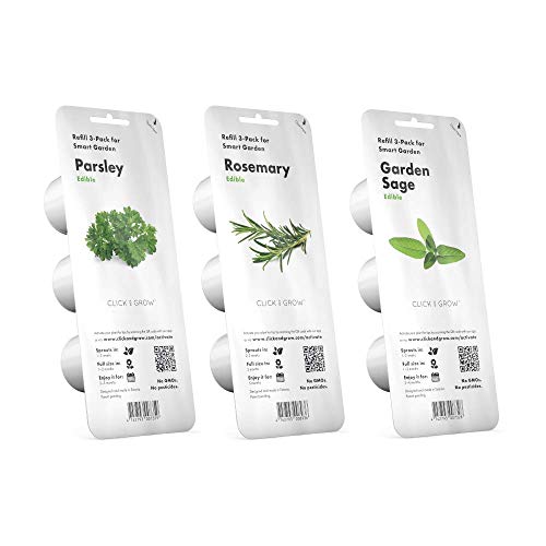 Click & Grow Starter Pack: juego de 3 paquetes de cápsulas para Smart Garden 3 y Smart Garden 9 C&G: perejil, romero y salvia