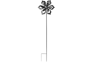 Ideen mit Herz Metal Windmill | for the Garden | Black | Wind Chime | Garden Decoration | Ideal for Painting and Decorating (Design 5 | Diameter 22 cm | Height 82 cm)