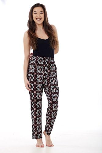 CL Ladies NEW Floral Printed Elasticated Trousers Narrow Leg Summer Harem Tapered Pants Floral Designs Dotted Prints Variety of Designs Prints Colours (2XL (16), Coral Pink &amp; White Floral)