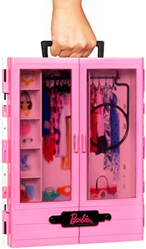 Barbie GBK11 - Tragbarer Traum Kleiderschrank mit Kleiderbügel, Puppenzubehör und Puppen Spielzeug ab 3 Jahren - 6
